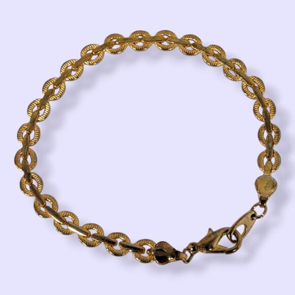 (2/$20) Textured Gold Tone Link Bracelet - Picture 3 of 5
